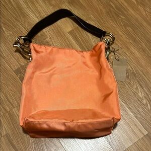 Orange and Black Shoulder Bag with Metallic Hardware